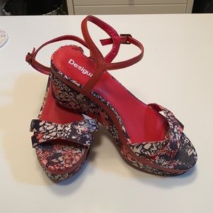 Desigual Red Wedge Sandals